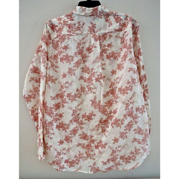 Lauren Ralph Lauren Women's Sz XL Red Floral Cuffed Collared Button Up Top $90 - Picture 2 of 8